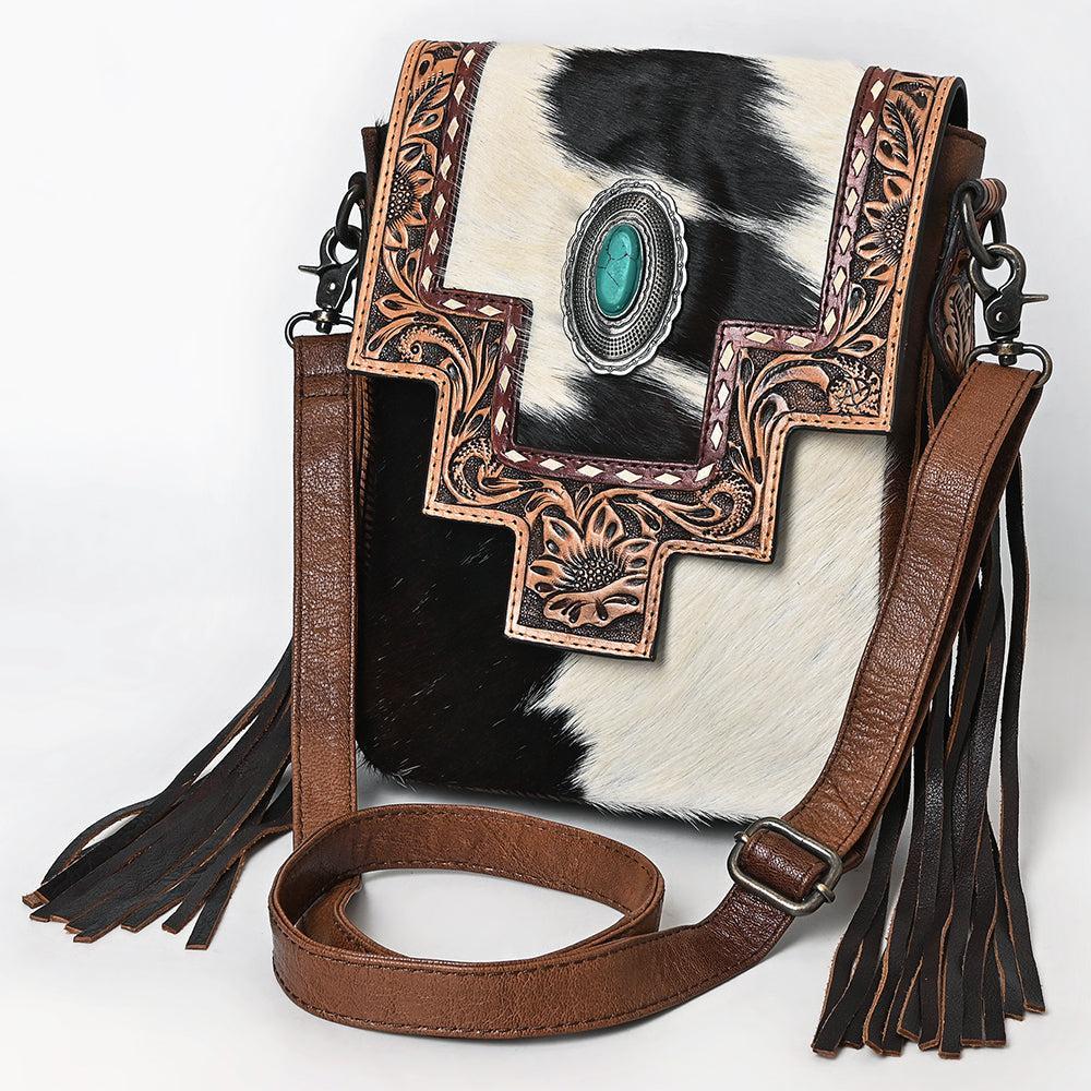 ADBG856A American Darling Hand Tooled Hair On Genuine Leather Women Bag Western Handbag Purse