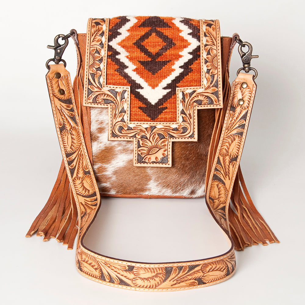 American Darling Cross Body Hand Tooled Saddle Blanket Hair On Genuine Leather Western Women Bag Handbag Purse Crossbody Cute