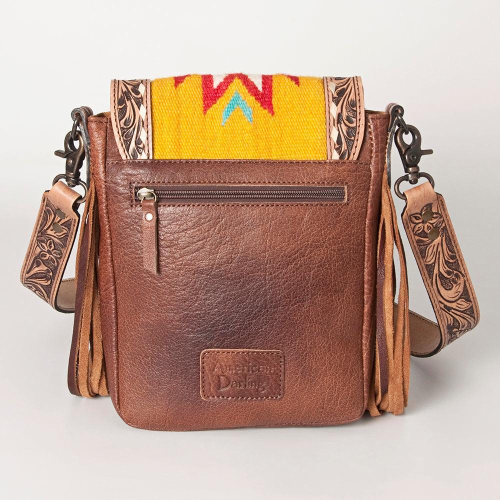 ADBG856E American Darling Hand Tooled Saddle Blanket Hair On Genuine Leather Women Bag Western Handbag Purse