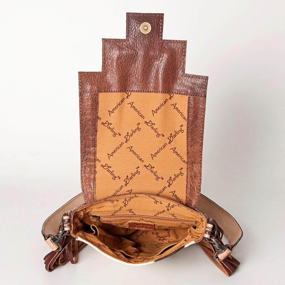 ADBG856F American Darling Hand Tooled Saddle Blanket Hair On Genuine Leather Women Bag Western Handbag Purse