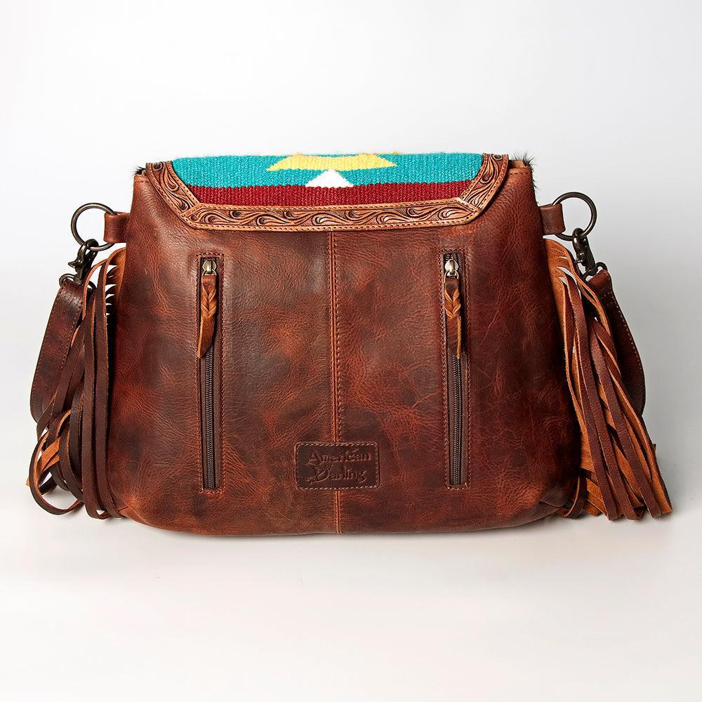 American Darling ADBGZ625 Messenger Hand Tooled Hair-On Genuine Leather Women Bag Western Handbag Purse