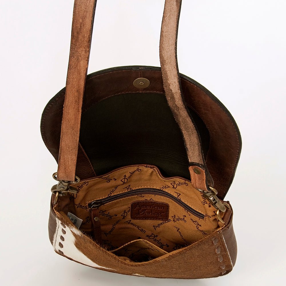 American Darling Messenger Hand Tooled Hair On Genuine Leather women bag western handbag purse