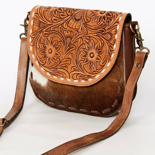 American Darling Messenger Hand Tooled Hair On Genuine Leather women bag western handbag purse