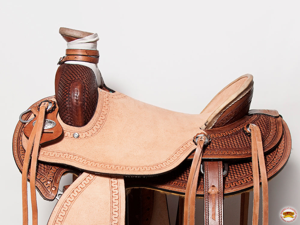 Western Horse Basketweave Saddle American Leather Wade Ranch Roping Brown Hilason