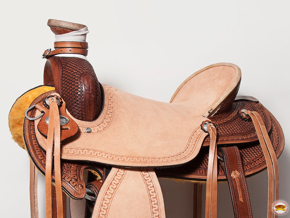 Western Horse Basketweave Saddle American Leather Wade Ranch Roping Brown Hilason