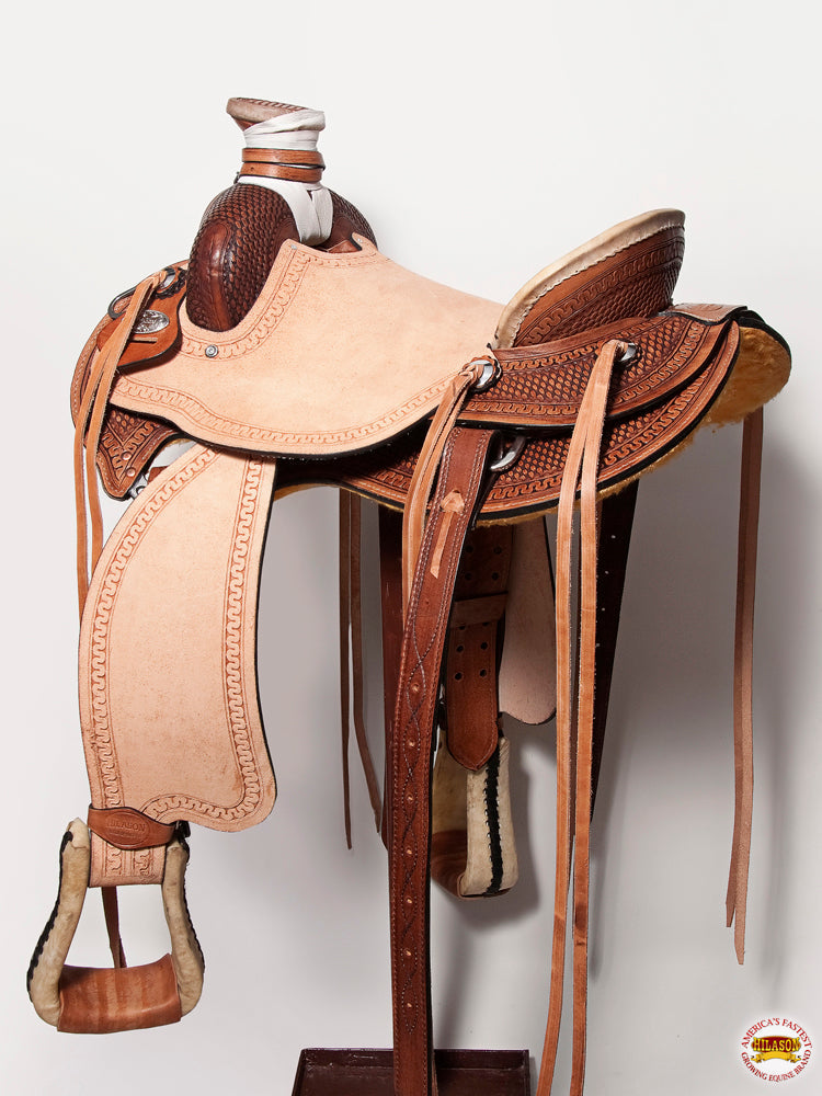 Western Horse Basketweave Saddle American Leather Wade Ranch Roping Brown Hilason