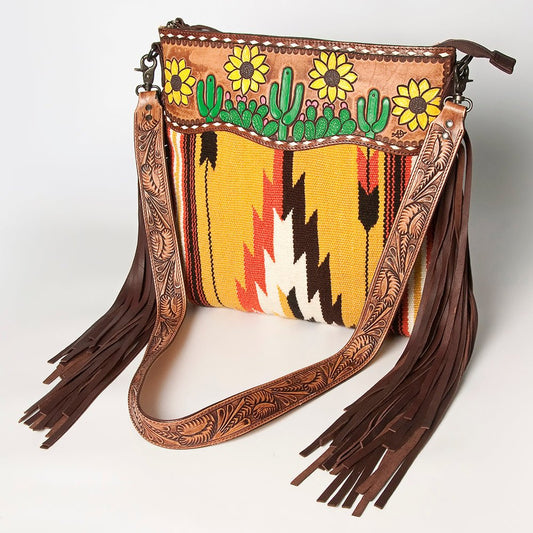 American Darling Cross Body I Hand Tooled Hair-On Genuine Leather Women Bag Western Handbag Purse