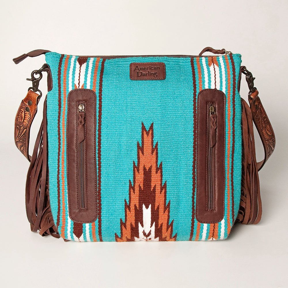 American Darling Signature Crossbody Hand Tooled Saddle Blanket Genuine Leather Women Bag Western Handbag Purse