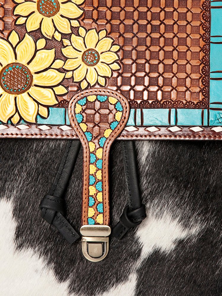 American Darling Hand Tooled Hair On Genuine Leather Women Bag Western Handbag Purse