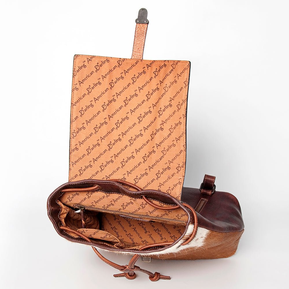 American Darling Hand Tooled Hair On Genuine Leather Women Bag Western Handbag Purse