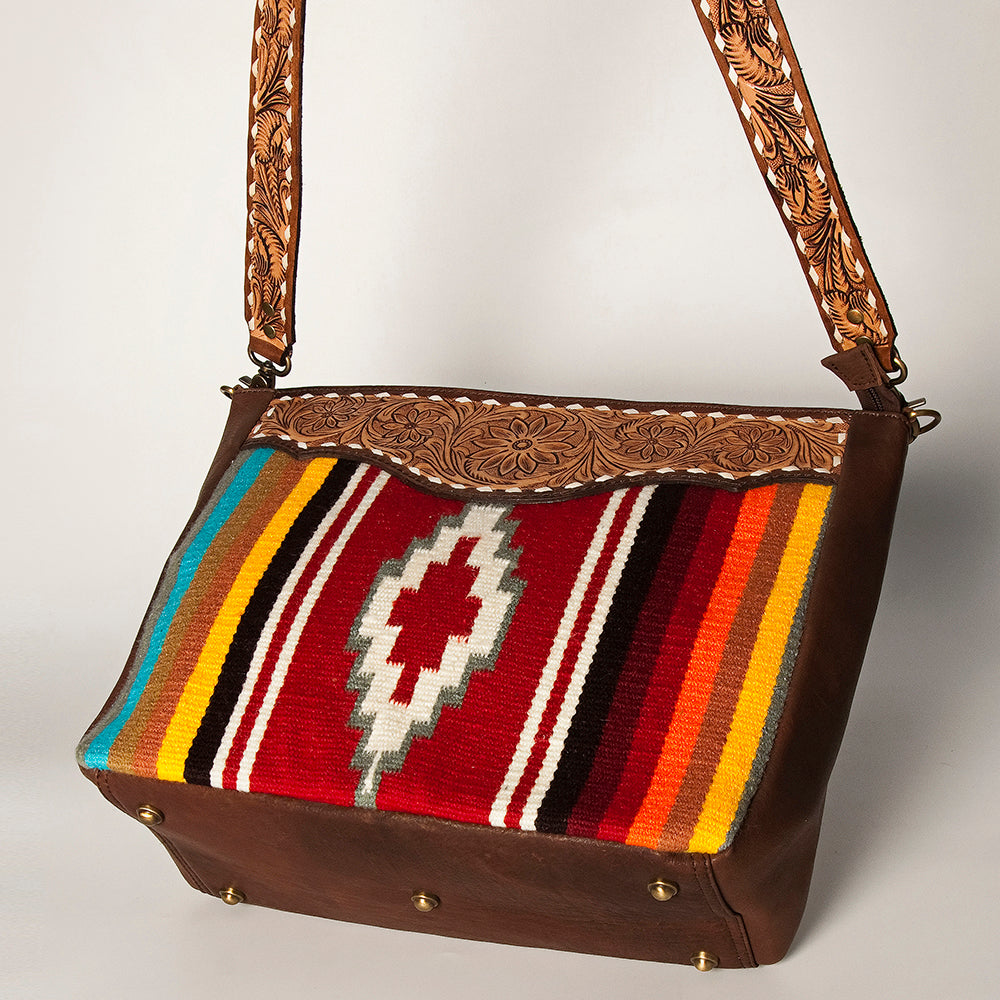 American Darling ADBGA255 Large Crossbody Hand Tooled Saddle Blanket Genuine Leather Women Bag Western Handbag Purse