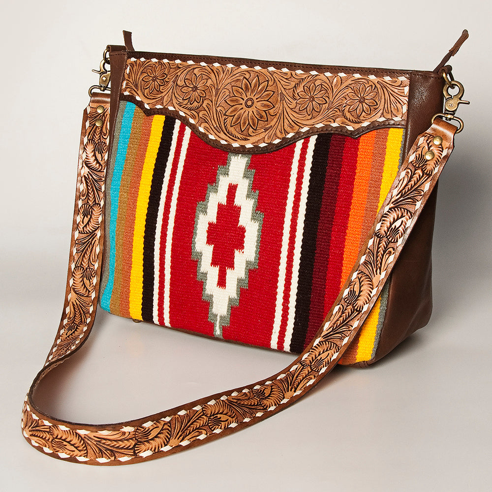 American Darling ADBGA255 Large Crossbody Hand Tooled Saddle Blanket Genuine Leather Women Bag Western Handbag Purse