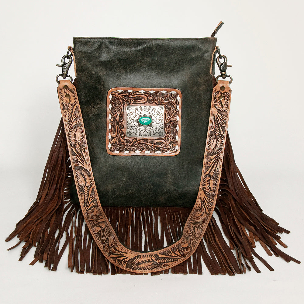 American Darling ADBGS192V Messenger Hand Tooled Hair On Genuine Leather Women Bag Western Handbag Purse
