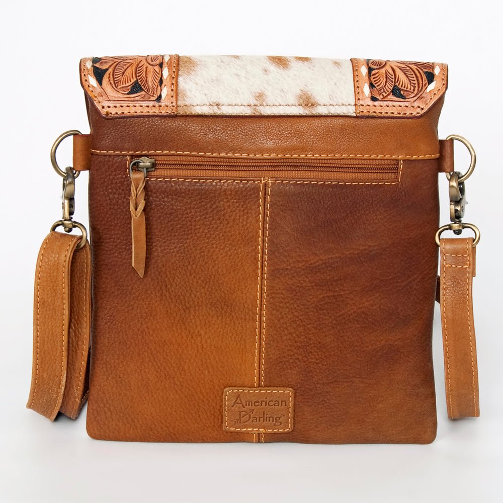 American Darling Messenger Hand Tooled Hair On Genuine Leather Women Bag Western Handbag Purse