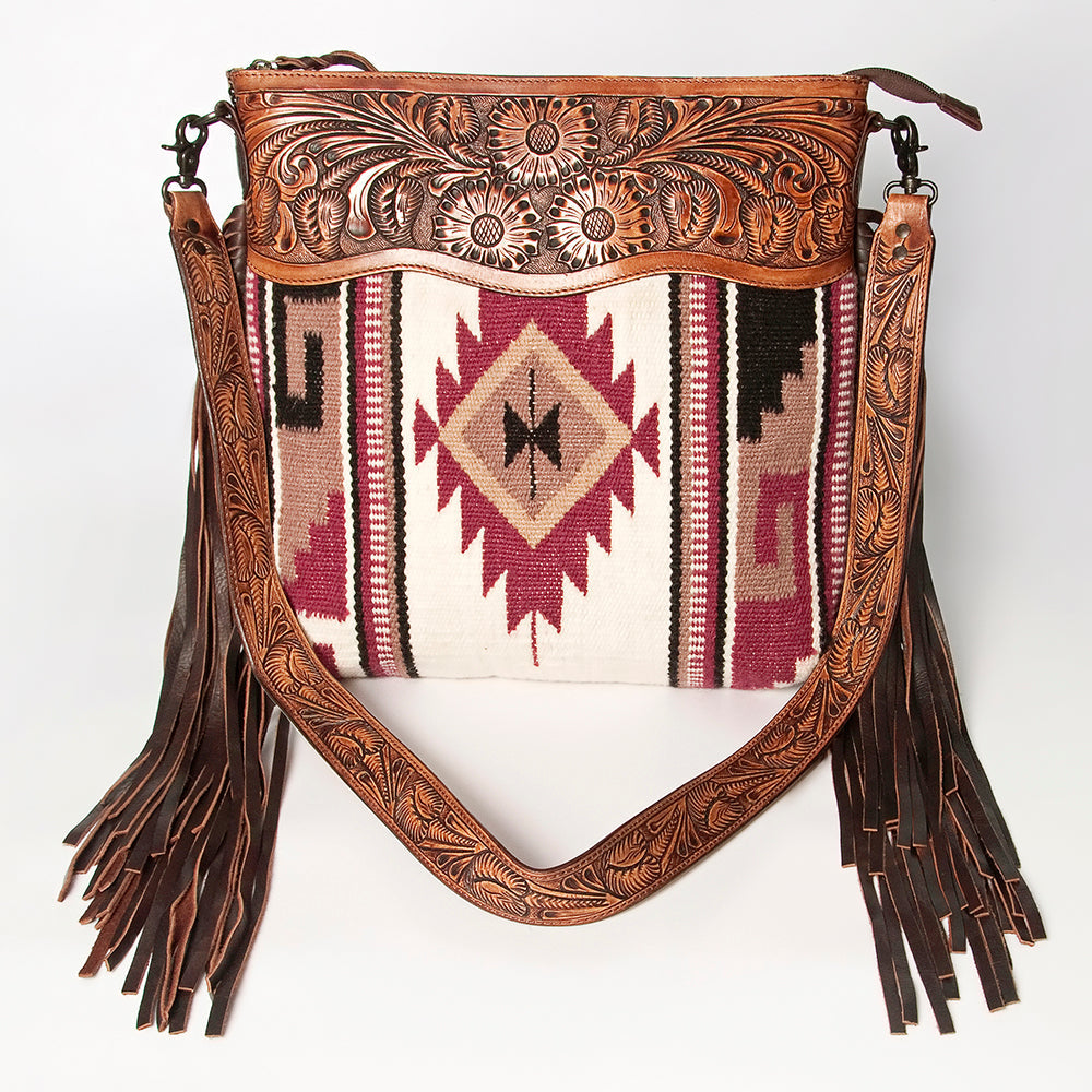 American Darling ADBGZ569A Signature Crossbody Hand Tooled Saddle Blanket Genuine Leather Women Bag Western Handbag Purse