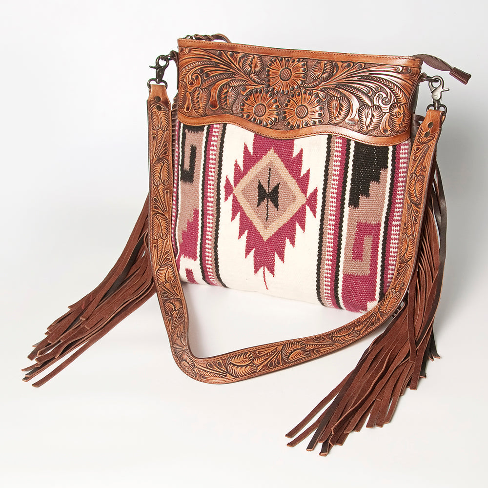 American Darling ADBGZ569A Signature Crossbody Hand Tooled Saddle Blanket Genuine Leather Women Bag Western Handbag Purse