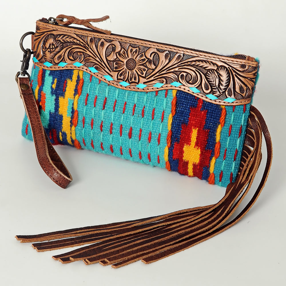American Darling Wristlet Hand Tooled Saddle Blanket Genuine Leather Western Women Bag | Handbag Purse | Women Wristlet Purse | Wristlet Purse | Travel Wristlet Purse | Leather Wristlet Purse | Clutch Wristlet Purse