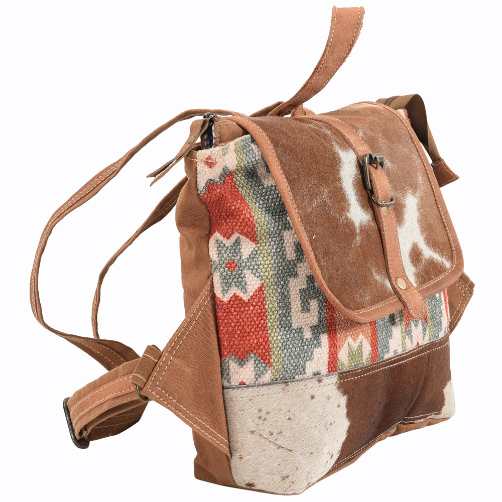 OHLAY KB103 Backpack Upcycled Canvas Hair-On Genuine Leather women bag western handbag purse
