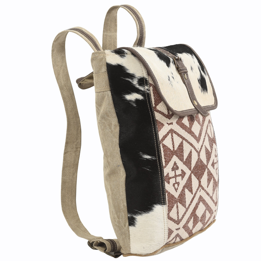 OHLAY KB107 Backpack Upcycled Canvas Hair-On Genuine Leather women bag western handbag purse