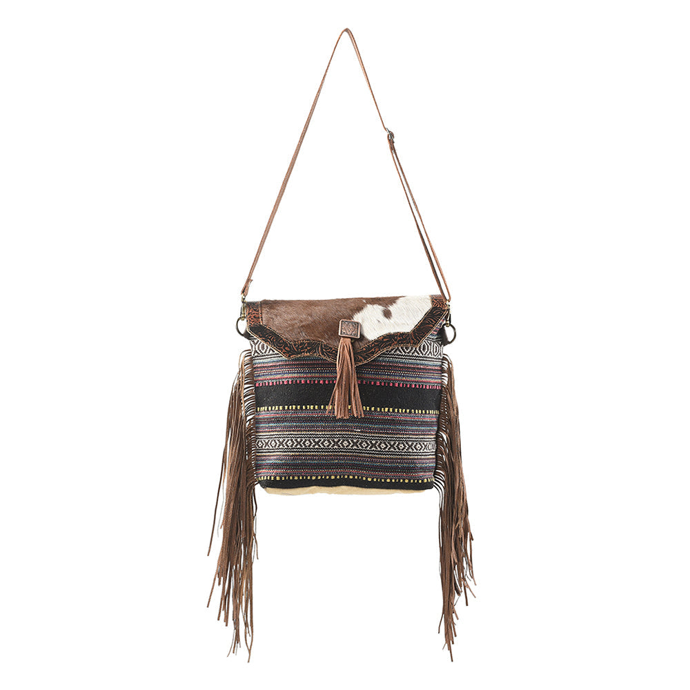 OHLAY KB116 Cross Body Upcycled Wool Upcycled Canvas Embossed Hair-On Genuine Leather women bag western handbag purse