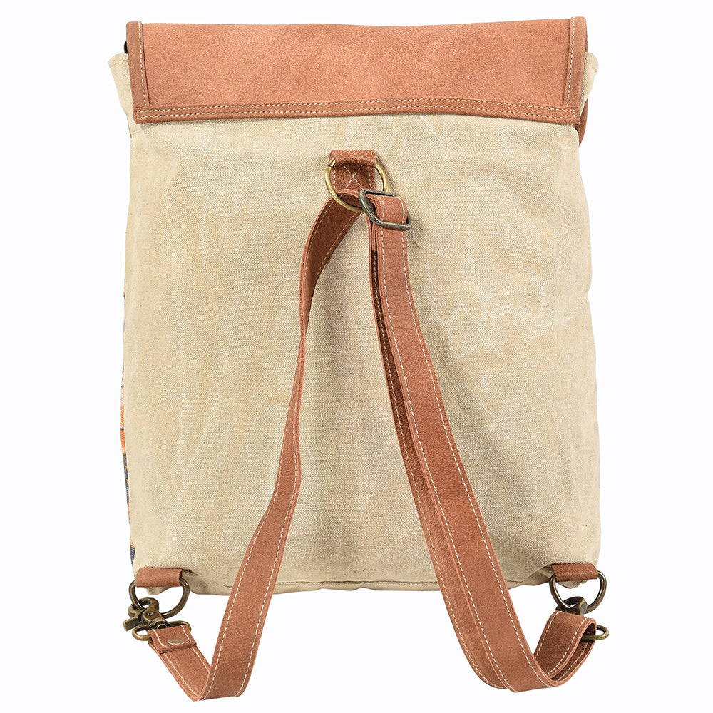 OHLAY KB132 Backpack Upcycled Canvas Genuine Leather women bag western handbag purse