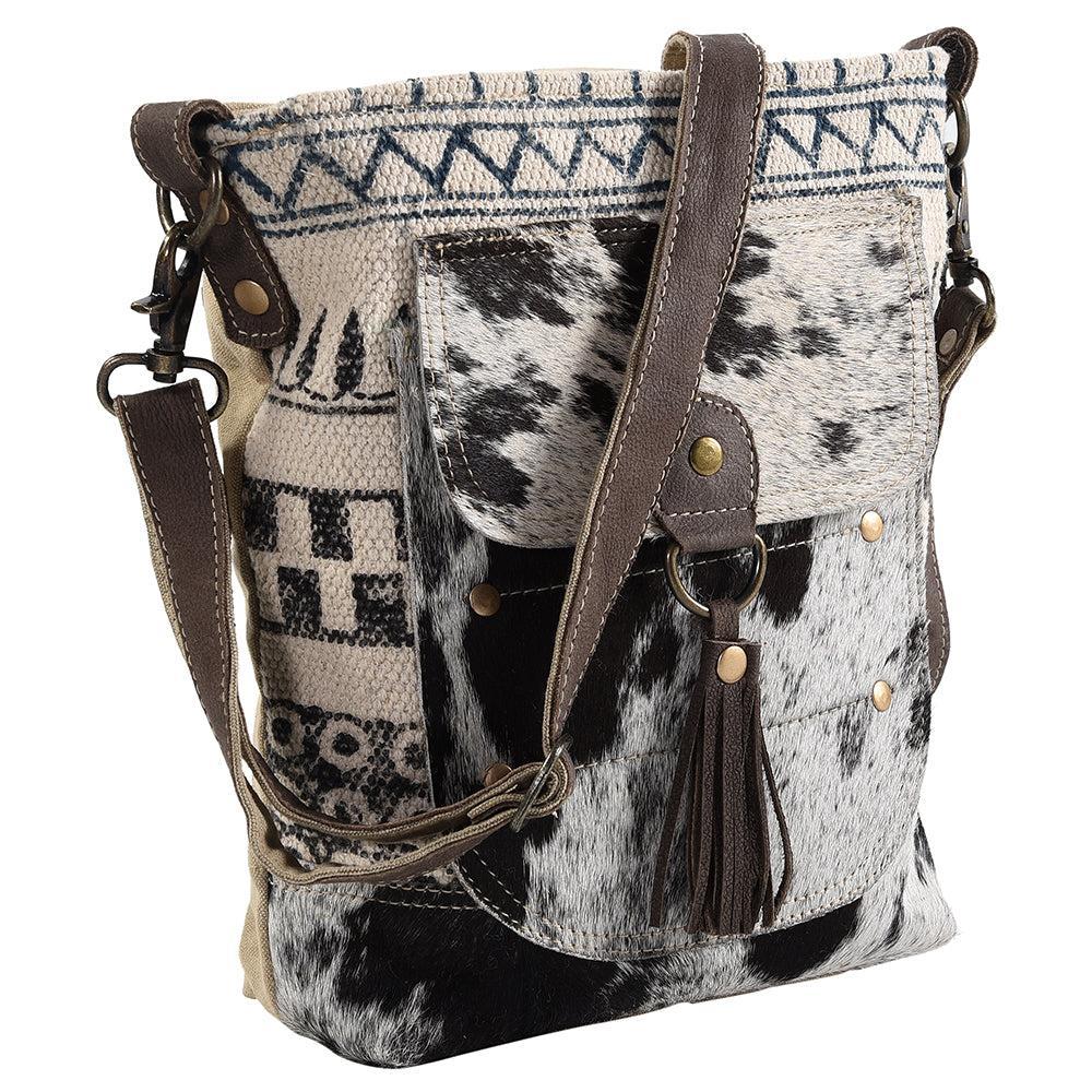 OHLAY MESSENGER Upcycled Wool Upcycled Canvas Hair-on Genuine Leather women bag western handbag purse