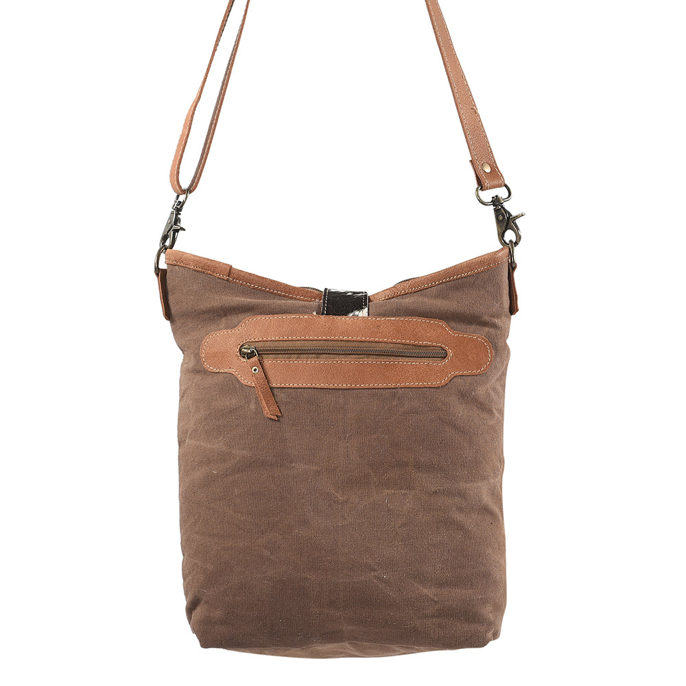 OHLAY MESSENGER Upcycled Canvas Hair-on Genuine Leather women bag western handbag purse