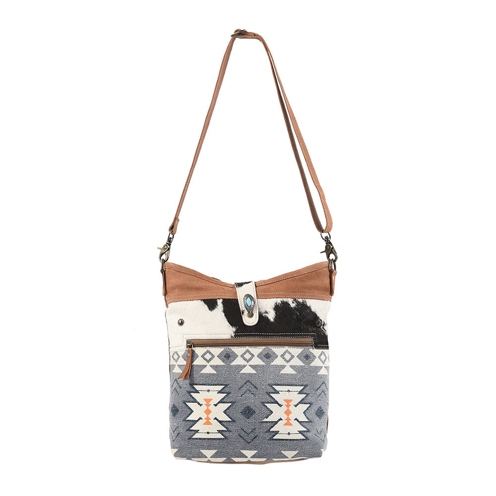 OHLAY MESSENGER Upcycled Canvas Hair-on Genuine Leather women bag western handbag purse