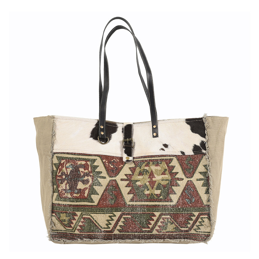 OHLAY KB230 TOTE Upcycled Wool Upcycled Canvas Hair-on Genuine Leather women bag western handbag purse