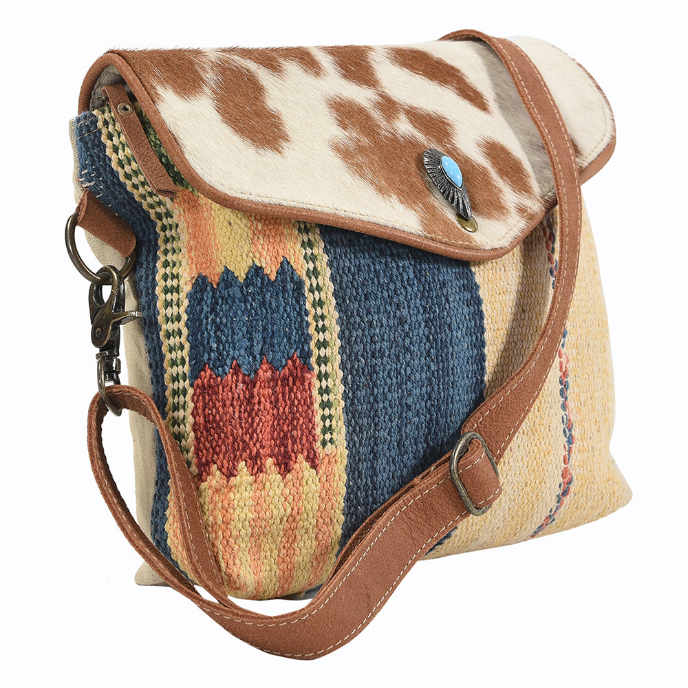 OHLAY KB247 Cross Body Upcycled Wool Upcycled Canvas Hair-On Genuine Leather women bag western handbag purse