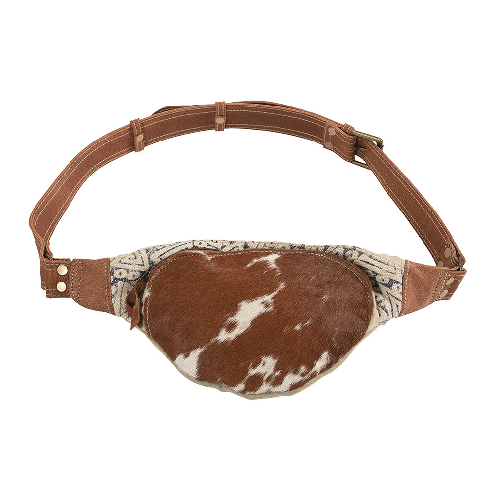 OHLAY KB288 FANNY PACK Upcycled Canvas Hair-on Genuine Leather women bag western handbag purse