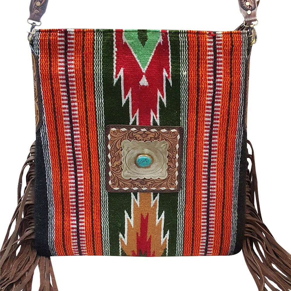 American Darling Large Crossbody Hand Tooled Saddle Blanket Genuine Leather women bag western handbag purse