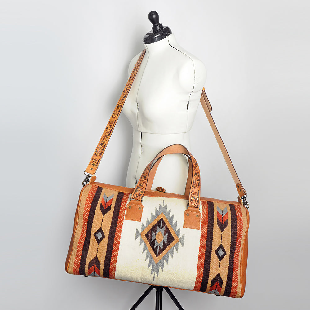 American Darling Duffel Saddle Blanket Genuine Leather Western Women Bag | Handbag Duffle Weekend Travel Bags for