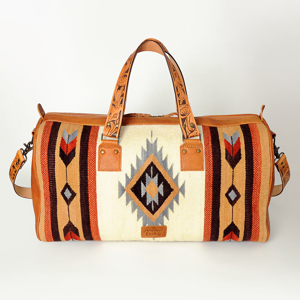 American Darling Duffel Saddle Blanket Genuine Leather Western Women Bag | Handbag Duffle Weekend Travel Bags for