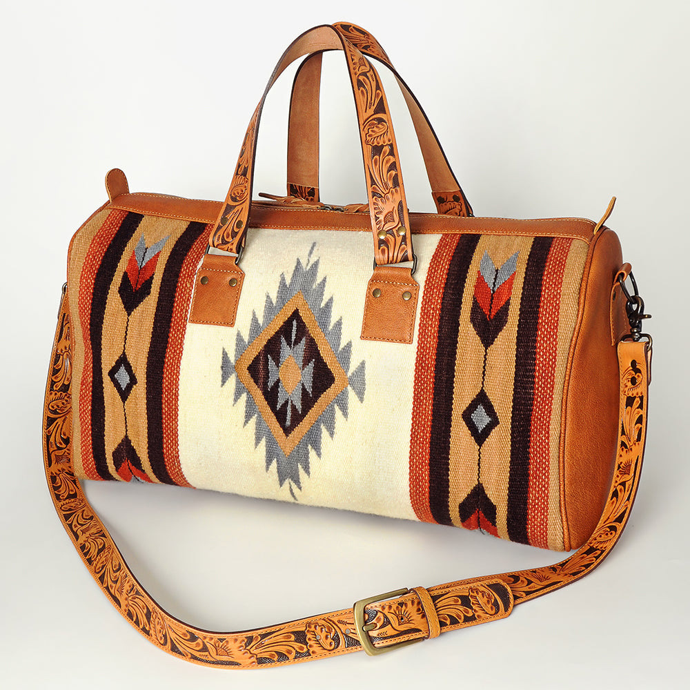 American Darling Duffel Saddle Blanket Genuine Leather Western Women Bag | Handbag Duffle Weekend Travel Bags for