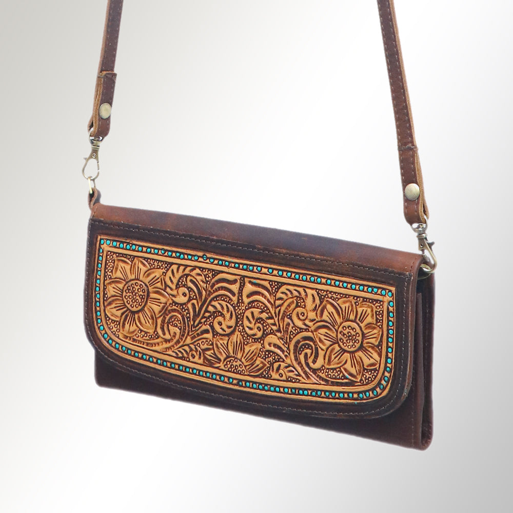 Hand Tooled Hand Painted Genuine Leather women bag western handbag purse