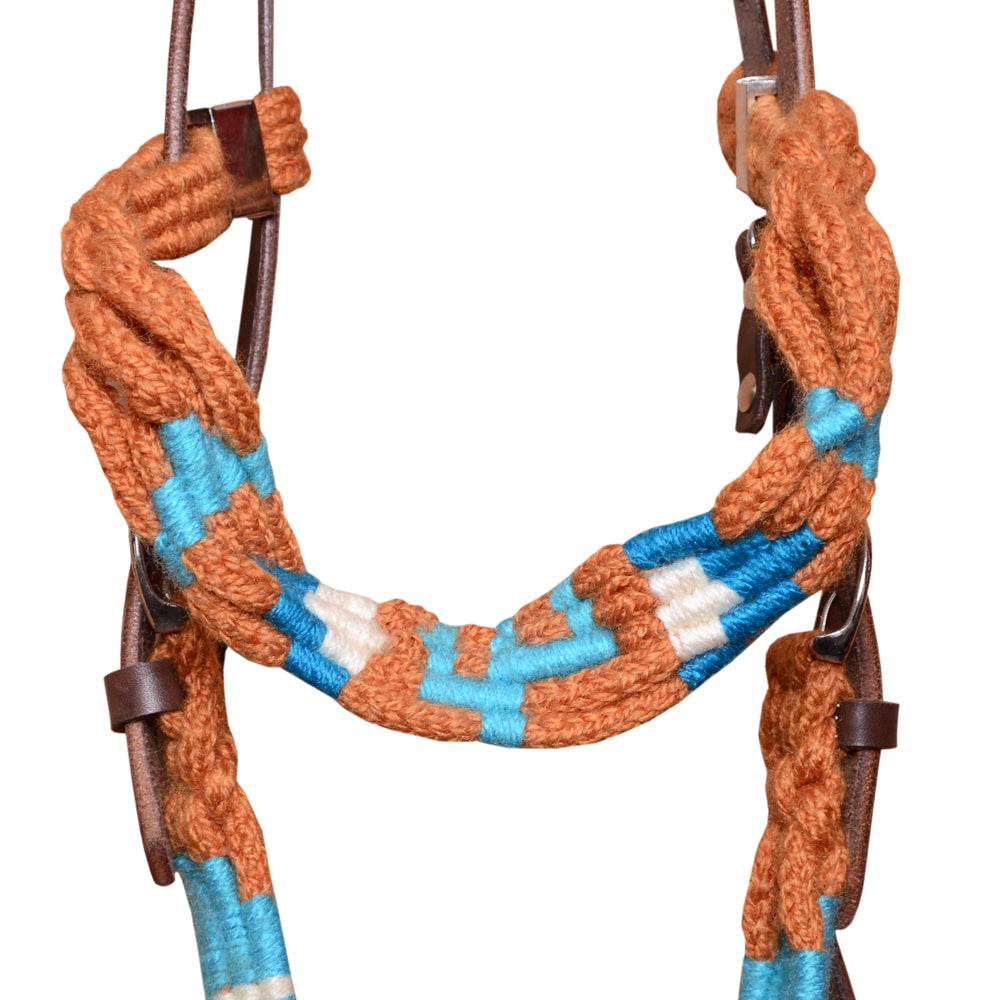 HILASON Cactus Western Wool Breast Collar Headstall Set Tack Set Blue & Brown