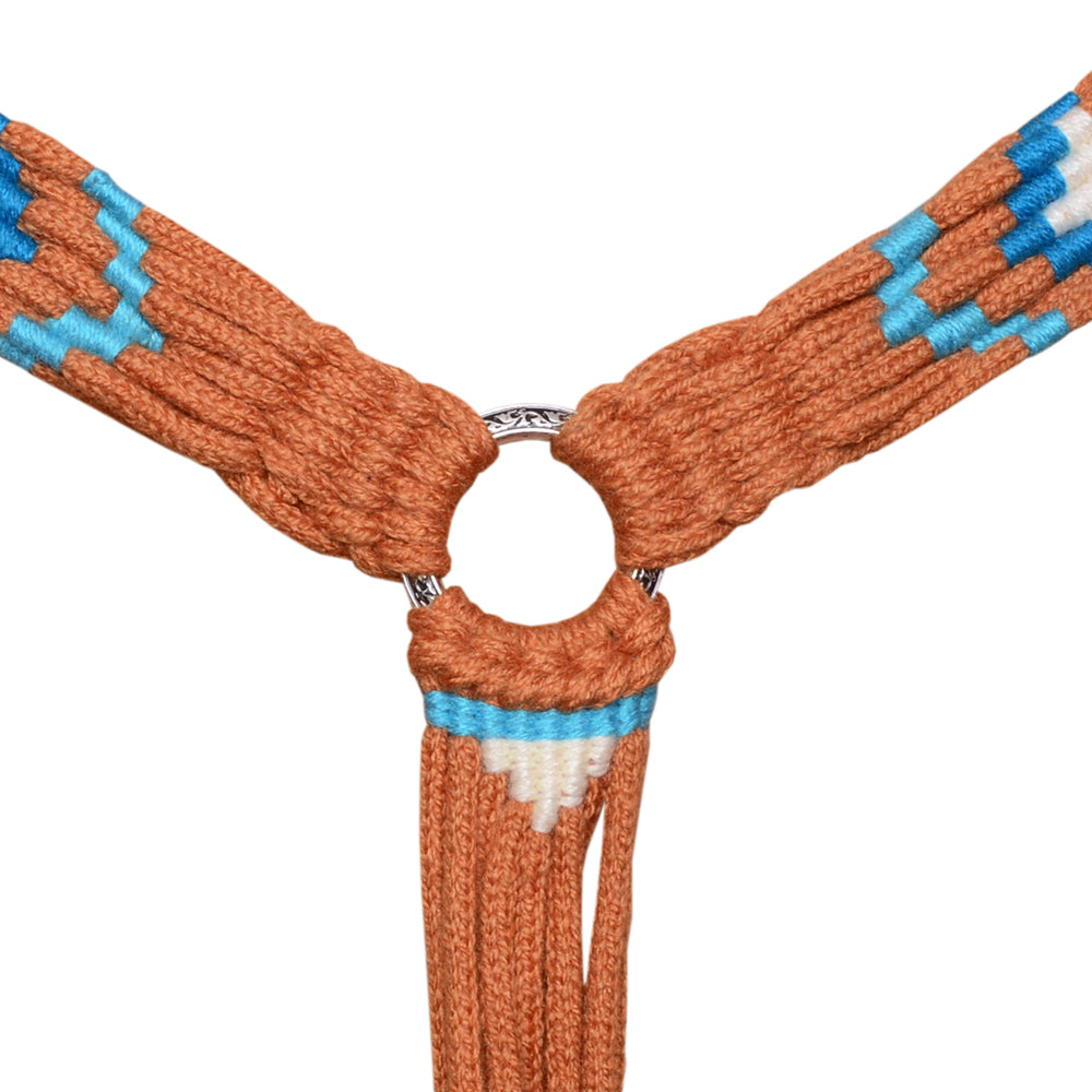 HILASON Cactus Western Wool Breast Collar Headstall Set Tack Set Blue & Brown