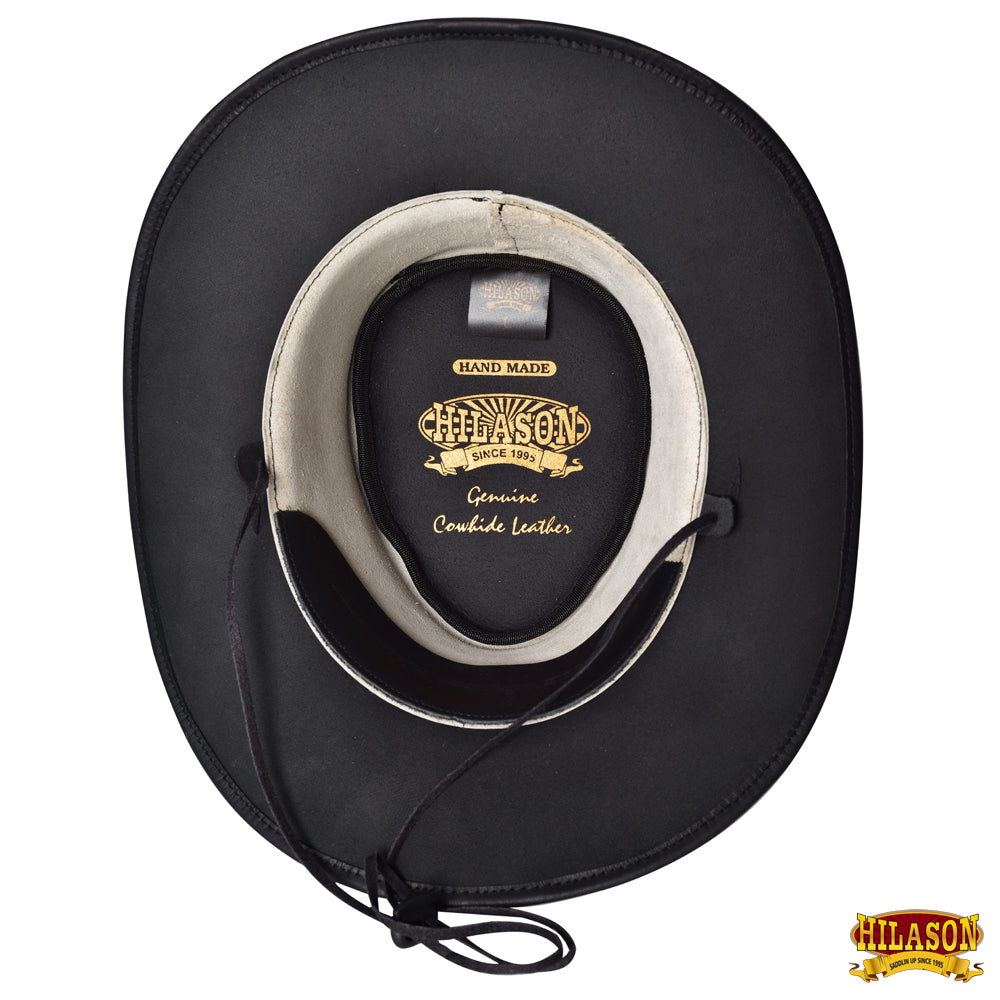 Hilason Cow Leather laminated Cowboy Hat Black