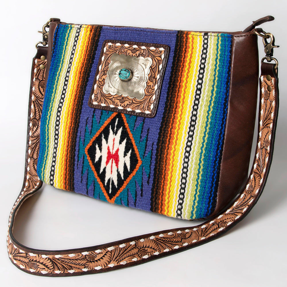 American Darling Messenger Saddle Blanket Genuine Leather Women Bag Western Handbag Purse