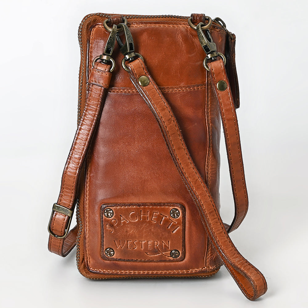 Spaghetti Western Swc213Cg Sling Vintage Handmade Drum Dyed Genuine European Cowhide Leather Women Bag Western Handbag Purse