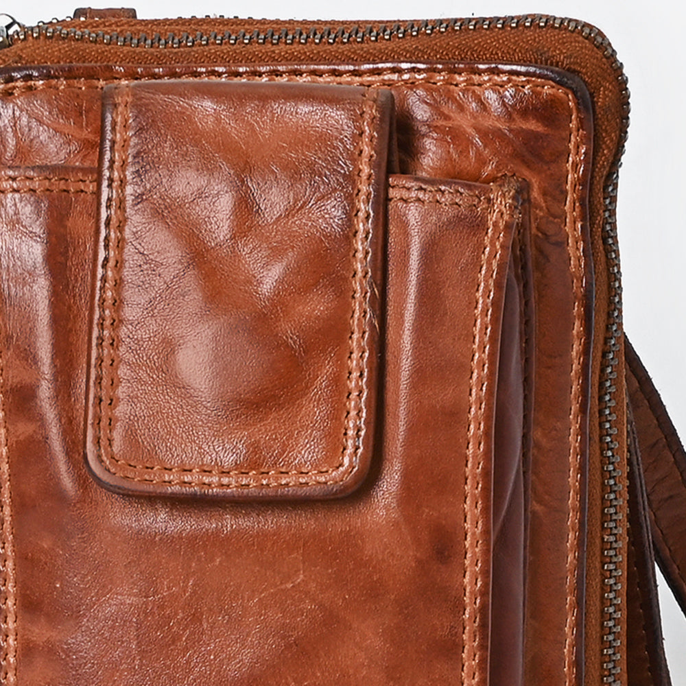 Spaghetti Western Swc213Cg Sling Vintage Handmade Drum Dyed Genuine European Cowhide Leather Women Bag Western Handbag Purse