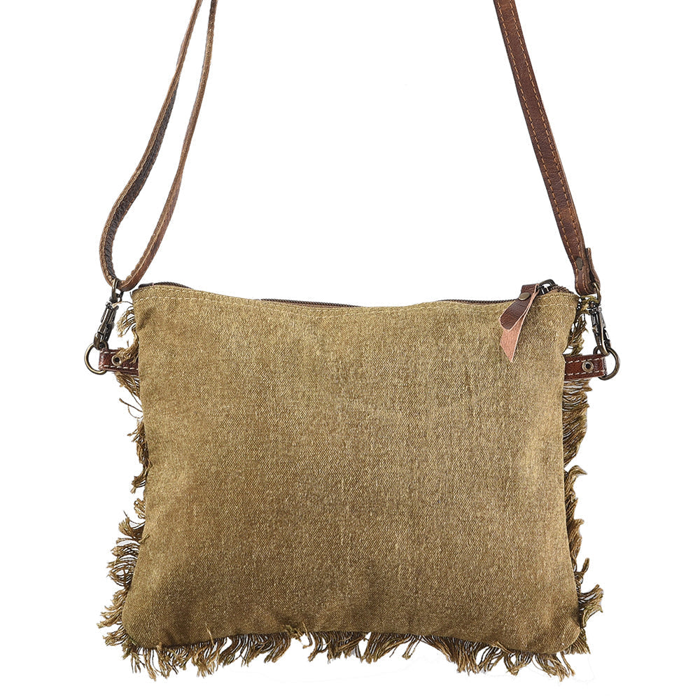 OHLAY KB335 Cross Body Upcycled Canvas Genuine Leather women bag western handbag purse