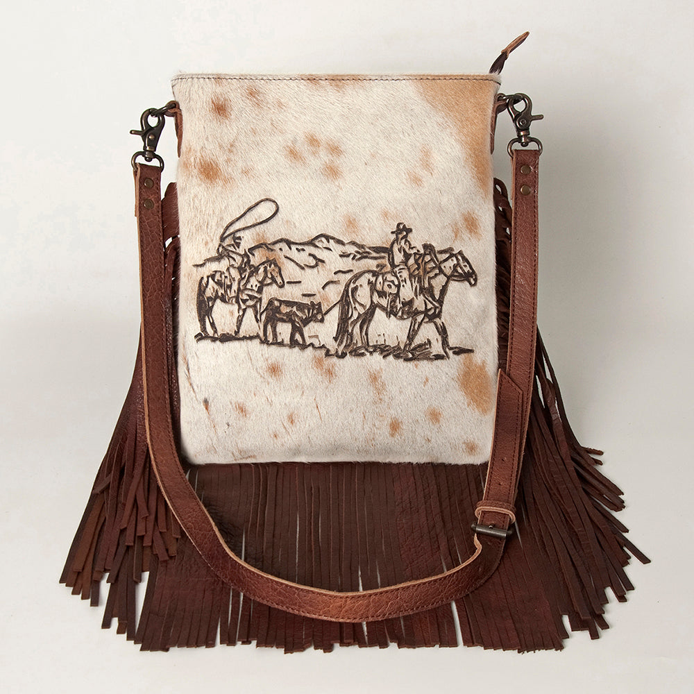 American Darling ADBGS192AJ Messenger Hair-On Genuine Leather Women Bag Western Handbag Purse