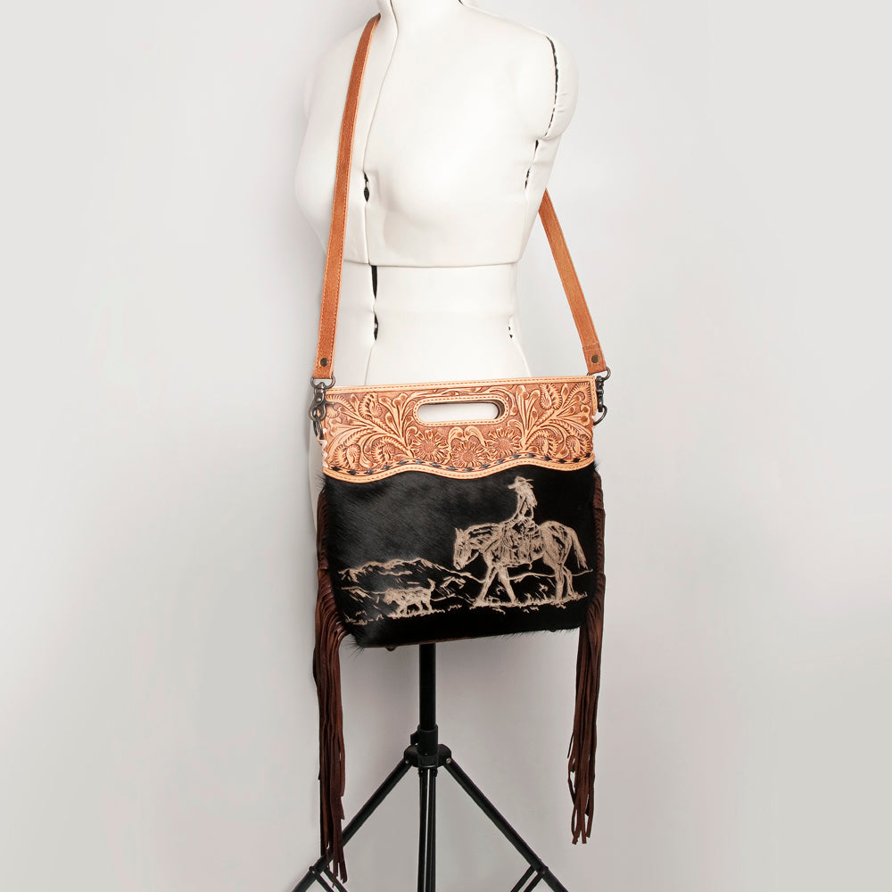 American Darling Clutch Hand Tooled Hair on Genuine Leather Western Women Bag Handbag Purse | Purses for Cute