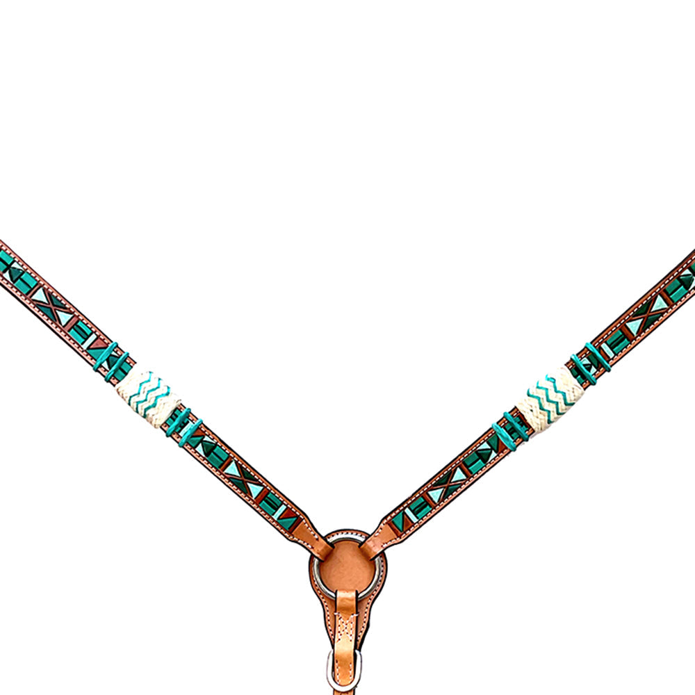Western Horse Breast Collar With Braided Rawhide Detailing Tan Leather