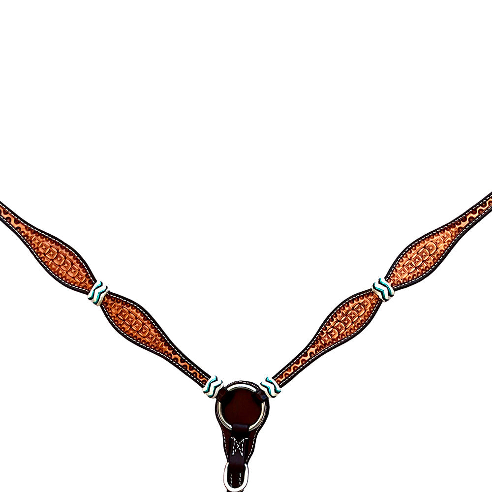 Hilason Western Horse Hand Tooled American Leather Breast Collar Headstall Rawhide Braided Brown