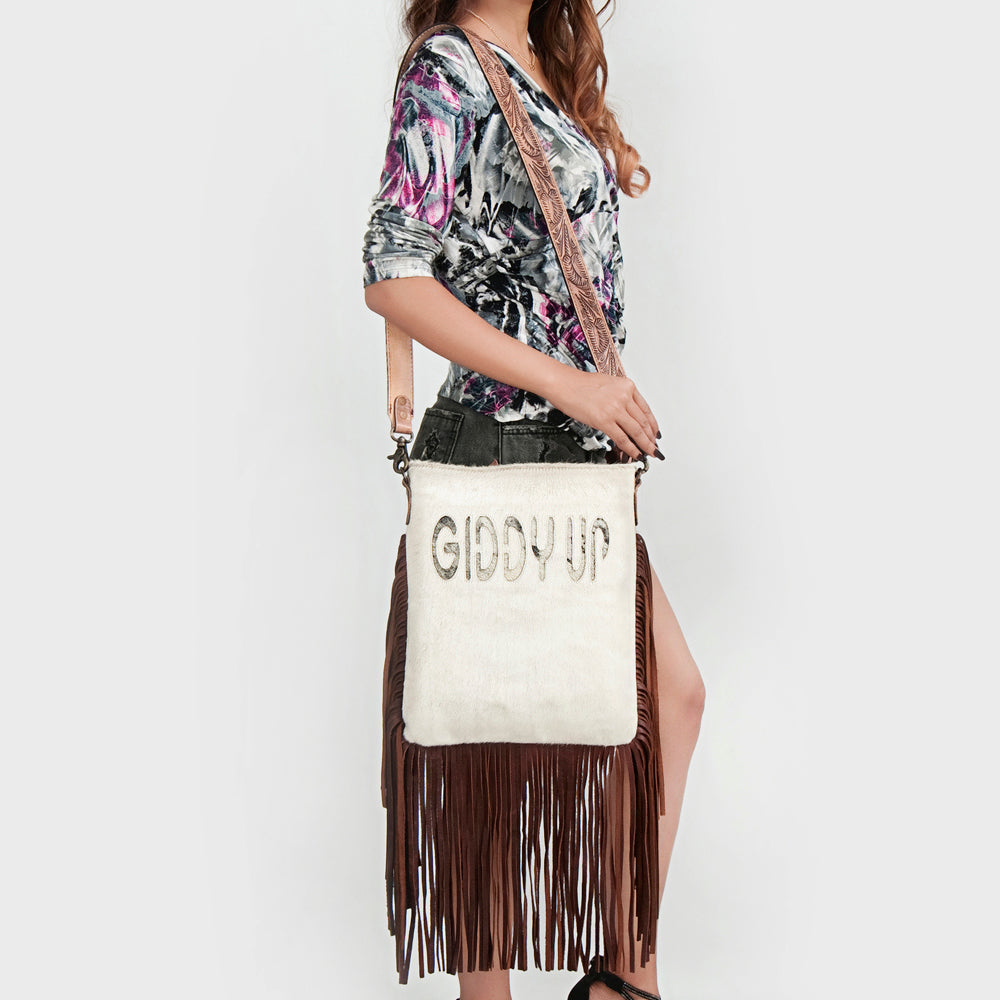 American Darling ADBGS192AW Messenger Hair-On Genuine Leather Women Bag Western Handbag Purse