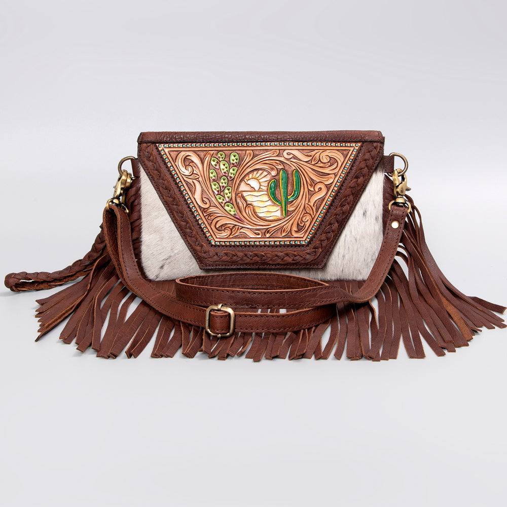 American Darling Clutch Hand Tooled Hair-On Genuine Leather Women Bag Western Handbag Purse