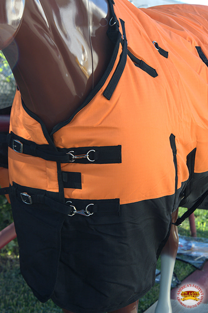 Hilason 600D Winter Waterproof Horse Turnout Blanket Belly Wrap Orange
